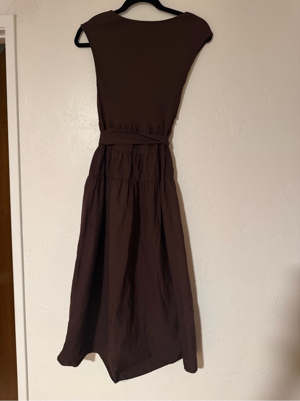 Zara Brown Maxi Dress with Waist Tie